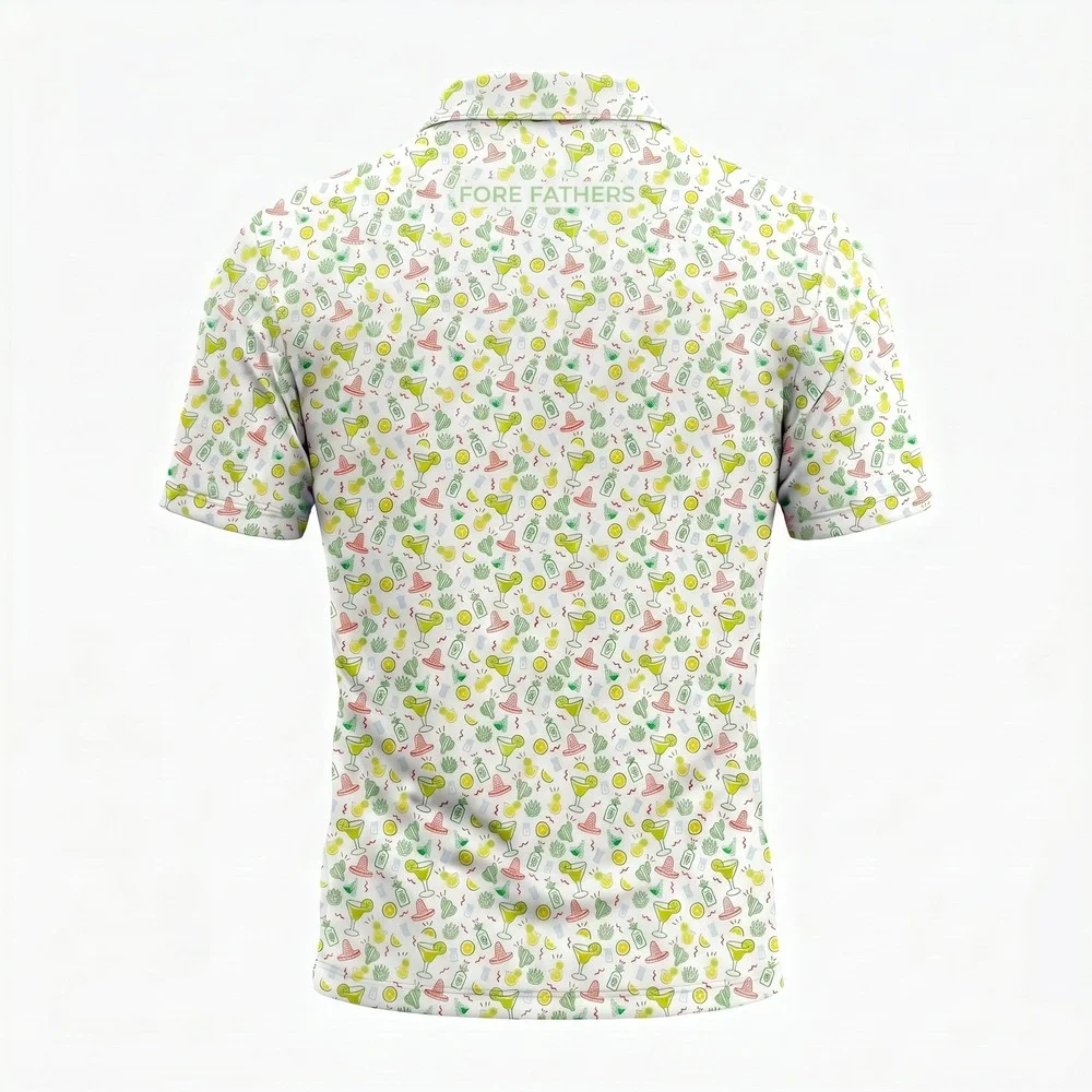 Fore Fathers Mens Margarita Golf Polo Shirt White Performance Stretch Size L - Picture 2 of 9